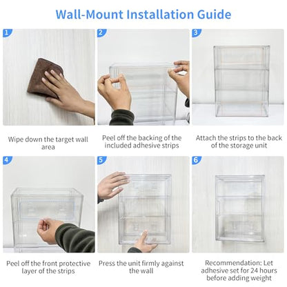 3-Tier Clear Acrylic Display Case for Figures, Wall-Mounted