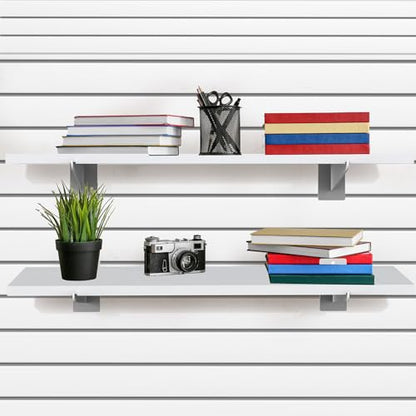 6 Pack White Slatwall Shelf, 24" x 12" Wooden Slat Wall Shelves with Metal Brackets Heavy Duty Slatwall Shelving Organizer Accessories for Home Garage (6, 23.6" x 11.8") - size: 23.6" x 11.8"