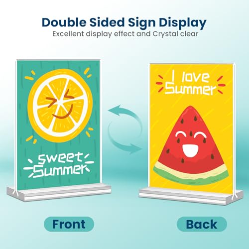 Acrylic Sign Holder, 5x7, 15 Pack Vertical Clear Table Menu Display, Double Sided, Plastic Stand, Suitable for Restaurants, Office, Store, Fair - color: Vertical 15 Pack 5x7