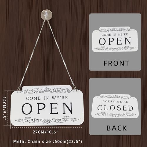 Open and Closed Business Sign Plastic Signboards Double Sided Reversible Open and Closed Hanging Sign for Store Restaurant Club Cafe Hotel