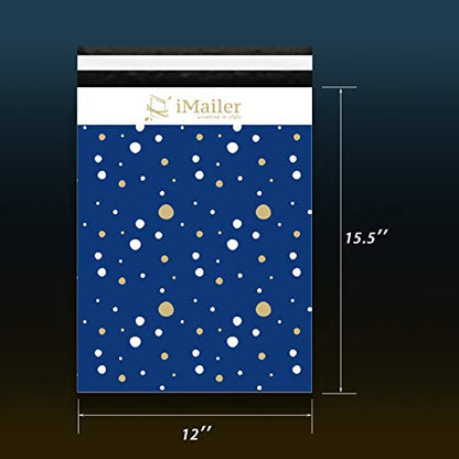 100 Count - 12 x 15.5 inch Poly Mailer Envelope Thank You Blue Polka Dot Mailing Shipping Bags-Self Seal - color: Blue Polka Dot, size: 12" x 15.5"