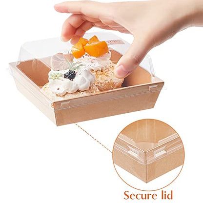Ocmoiy Charcuterie Boxes with Clear Lids, 5 Inches, 50 Pack, Brown - color: Brown