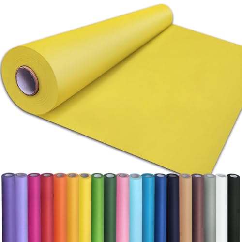 PerkHomy 24" x 1,440" (120') Lemon Yellow Kraft Paper Roll for Craft Bulletin Board Paper Art Table Covering Crafting Gift Wrapping Bouquet Packing Parcel 80GSM 55LB (Lemon Yellow, 24" x 120') - color: Lemon Yellow, size: 24" Width x 120' Length