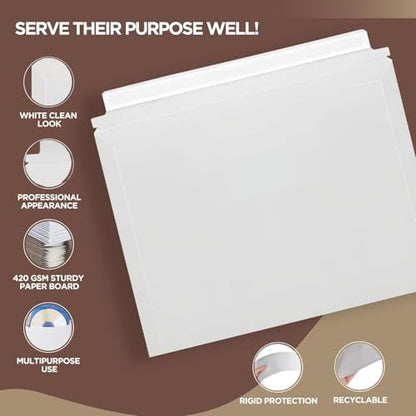 50 Pack 9.5 x 12.5 Inches Rigid Mailers – Self Adhesive Cardboard Envelopes - size: 9.5x12.5"-Pack of 50