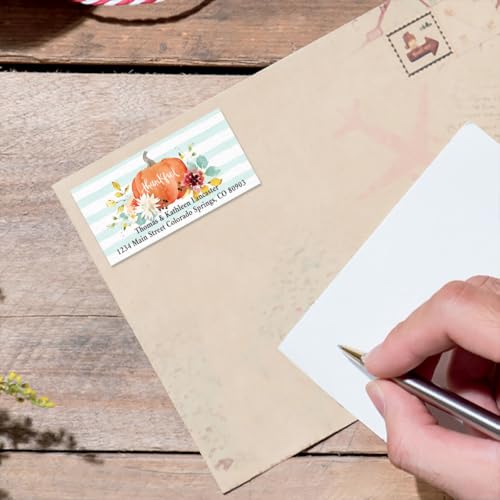 Happy Fall Personalized Deluxe Address Labels - Set of 144 (4 Designs), Self-Adhesive, Large Flat-Sheet Select Labels - color: Happy Fall