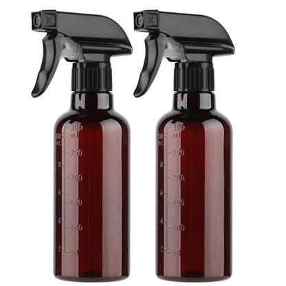 Plastic Spray Bottles (2 Pack 10 oz), Leakproof Adjustable Fine Mist & Jet Stream Nozzle, Premium BPA-Free Plastic Multi-Purpose for Hair, Plants, Cleaning (2 PACK AMBER) - color: 2 PACK AMBER