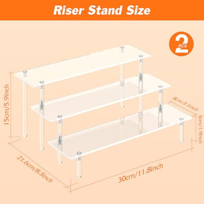 3 Tier Acrylic Display Risers, Large Perfume Organizer Stand (2 Pack)