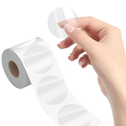 500 PCS Round Clear Seal Stickers, Transparent Envelope Mail Wafer Seal Self Adhesive Package Circle Label Dots with Perforation Line for Envelopes, Boxes and Gift Packaging (2” in Diameter) - size: 2 inch-500