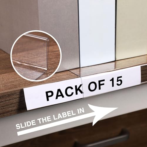 Containlol 15 Pcs Moveable Shelf Label Holder for Library, 3 x 0.63 Inch - size: 3 x 0.63 Inch