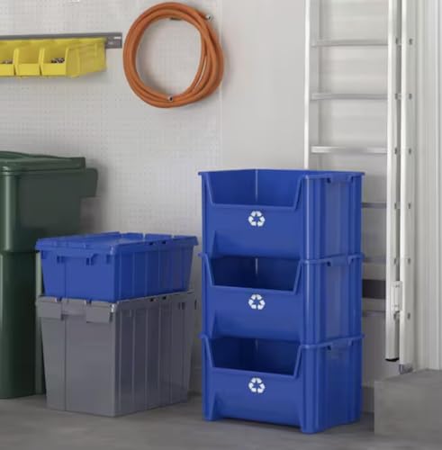 Set of 3 Plastic Storage Bins/Recycling Totes SP78518