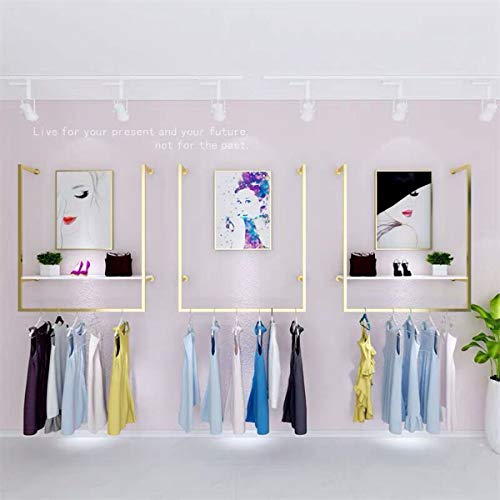 Clothing Store Simple Wall Mounted Metal Display Rack, Window Hanging Garment Racks, U-shaped Shelf, Wedding Dress Organization, Home Clothes Rod Storage Towel Rack (Gold C, 39" L) - size: 39" L