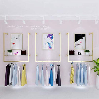 Clothing Store Simple Wall Mounted Metal Display Rack, Window Hanging Garment Racks, U-shaped Shelf, Wedding Dress Organization, Home Clothes Rod Storage Towel Rack (Gold C, 39" L) - size: 39" L