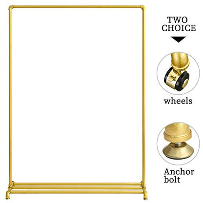 Rolling Gold Clothing Racks on Wheels, Retail Display Industrial Pipe Clothing Racks for Hanging Garment Racks for Boutiques, Home - size: 47"W X 63"H X 13.8"D