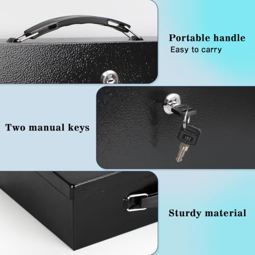 xydled Fireproof Document Box with Key Lock, Fire Safe Box, Black - color: Black, size: XX Large