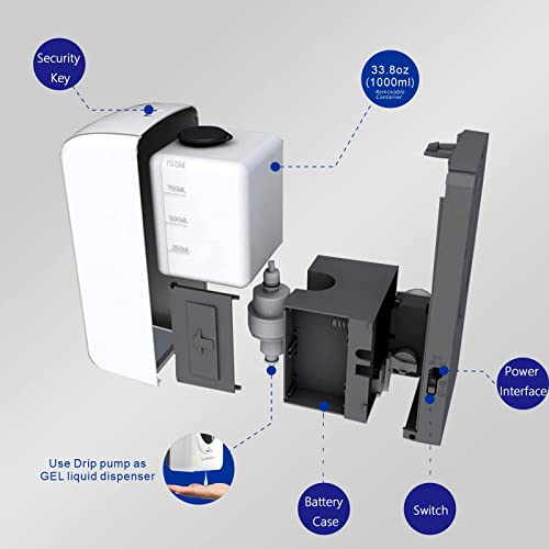Automatic Hand Sanitizer Dispenser Wall Mount, Liquid Hand Sanitizer Spray Dispenser, 33oz/1000ml Touchless Hand Soap Dispenser for Commercial Industrial Hospitals Office Public - color: White-spray
