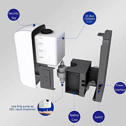 Automatic Hand Sanitizer Dispenser Wall Mount, Liquid Hand Sanitizer Spray Dispenser, 33oz/1000ml Touchless Hand Soap Dispenser for Commercial Industrial Hospitals Office Public - color: White-spray