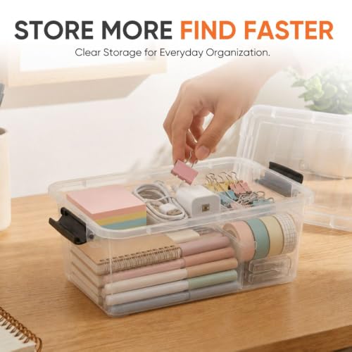Superio 1.05 Quart Mini Clear Plastic Storage Container with Lid, Stackable Small Organizer Box for Crayons, Art Supplies, Beads, Sewing, Stationery & Food Storage, 2 Pack - size: 1.05 Quart