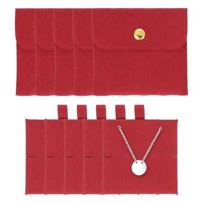 uxcell 5 Pcs Microfiber Jewelry Pouches with Insert Pad, 8 x 8cm Snap Button Jewelry Velvet Gift Bags Organizer for Rings Necklace Bracelet, Red - color: Red