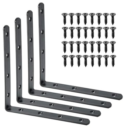 Alise 4Pcs Floating Shelf Brackets, Black Heavy Duty L Bracket for Shelves - color: Black, size: (4P) 6x6x1 inch