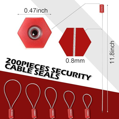 Nuogo 200 Pcs Red Steel Security Cable Seals - color: Red