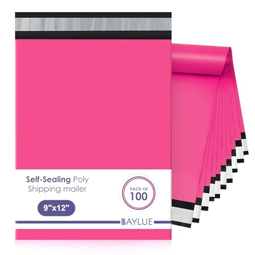 Hot Pink Poly Mailers 9x12, Shipping & Mailing Bags, 1000 Pack Bulk - color: Hot Pink, size: 9"x12" / 1000 Pack