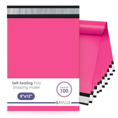 Hot Pink Poly Mailers 9x12, Shipping & Mailing Bags, 1000 Pack Bulk - color: Hot Pink, size: 9"x12" / 1000 Pack