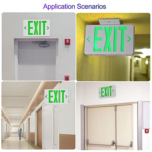 2 Pack LED Emergency Exit Sign, Universal Mount OSHA Compliant - color: Green, size: 2 Pack
