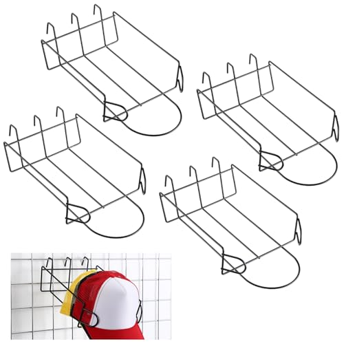 Yaocom 4 Pcs Gridwall Hat Display Rack, Metal Wire Retail Display Shelves