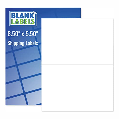 Printable Shipping Address Label | 8.5" x 5.5" (5-1/2 x 8-1/2) | Qty 20 Count | 10 Sheets Total | Permanent White Matte | Compatible with Inkjet and Laser Printer | Blank Labels - size: 8.5" x 5.5"