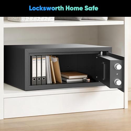 Locksworth Safe 0.7 Cubic Feet Safe Box with Electronic Keypad & Keys, Digital Security Lock Box for Home and Business Use, Money, Valuables, Guns, Jewelry and Documents, 16.9"W x 14.6"D x 7"H - size: 0.7 Cubic Feet