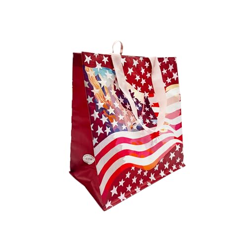 Earthwise Reusable Grocery Bags – Patriotic Gift Totes, Foldable & Water‑Resistant Shopping Bags, Durable Multi‑Use Eco Bags with Soaring Eagle Design (5 Pack)