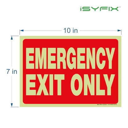 iSYFIX Emergency Exit Only Glow in the Dark Signs, 10x7 Inch, 12 Pack - size: 12 Pk 10x7, style: Sticker Glow