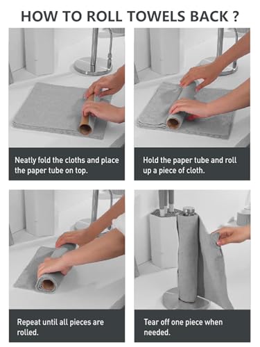 Fantasticlean Microfiber Cleaning Cloth Roll- 40 Sheets, 12" x 12" (White) - color: White, size: 40 pack