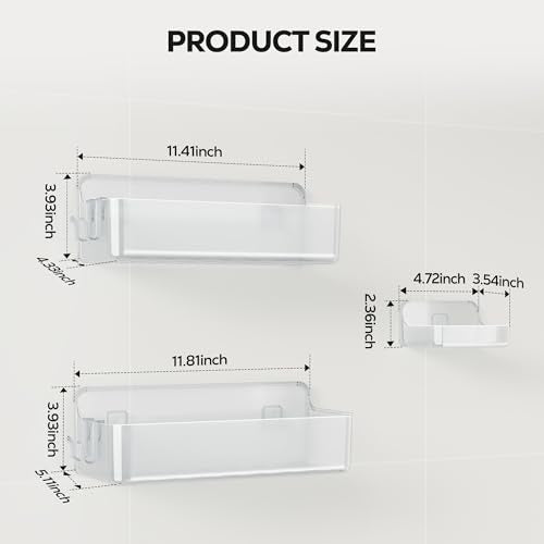 Nieifi Adhesive Shower Shelves, Clear, 3 Pieces - color: A-Clear, size: 3 pieces