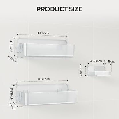 Nieifi Adhesive Shower Shelves, Clear, 3 Pieces - color: A-Clear, size: 3 pieces