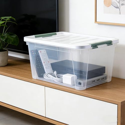 Storage Latching Bins, 35 Quart Clear Plastic, 4-Pack Storage Box - size: 35 Quart