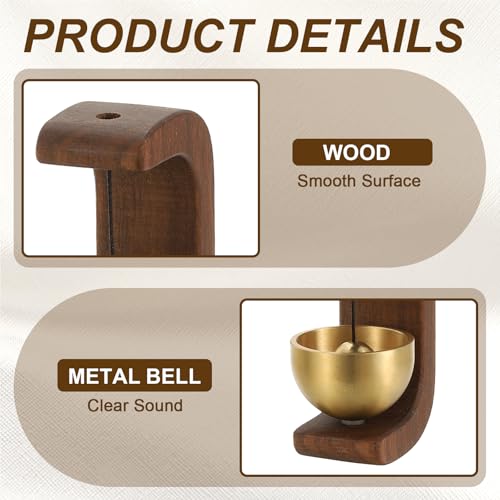 PATIKIL 2Set Shopkeepers Bell Magnetic Hanging Bell, Walnut, C Shape - color: Walnut