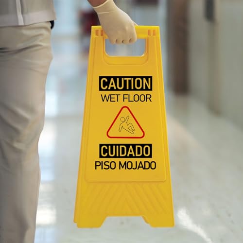 12-Pack A-Frame Double-Sided Bilingual Caution Wet Floor Signs