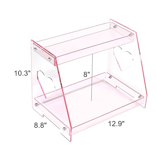 ROYALITA 2 Tier Pink Heart Bathroom Countertop Organizer Display Shelf - color: Pink
