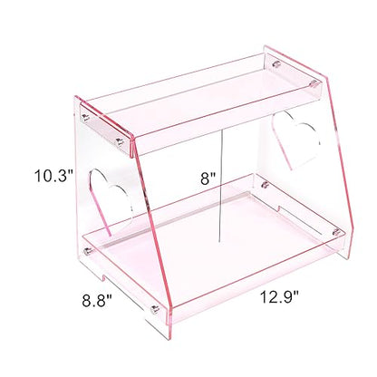 ROYALITA 2 Tier Pink Heart Bathroom Countertop Organizer Display Shelf - color: Pink