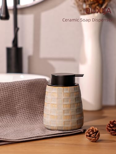 Ceramic Soap Dispenser, Lotion Dispenser with Pump 12oz (Grey Foam Pump) - color: Farmhouse Grey Foam Pump