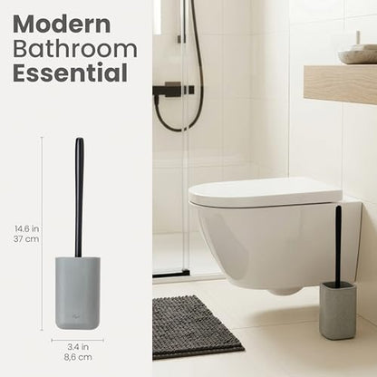 Vigar Zense Toilet Brush and Holder Set, Polyresin Stone, Concrete - color: Concrete