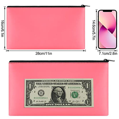 2 Pieces Money Bags with Zipper, 11x6.1 inch Money Pouch, Bank Bag, Cash Bag, Check Wallet, Cosmetics(peach) - color: Peach, size: 2 Pieces
