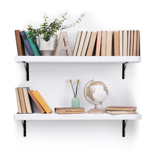Hiceeden 12 Pack Heavy Duty Shelf Brackets, 8 in x 5 in Wall Mount Steel L Shelf Bracket, Angle Brackets for Floating Shelves, Black Metal Powder-Coated - size: 8 in x 5 in