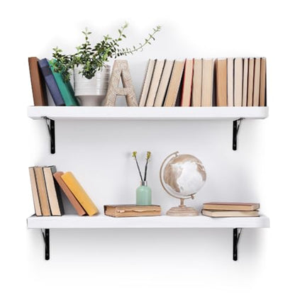 Hiceeden 12 Pack Heavy Duty Shelf Brackets, 8 in x 5 in Wall Mount Steel L Shelf Bracket, Angle Brackets for Floating Shelves, Black Metal Powder-Coated - size: 8 in x 5 in