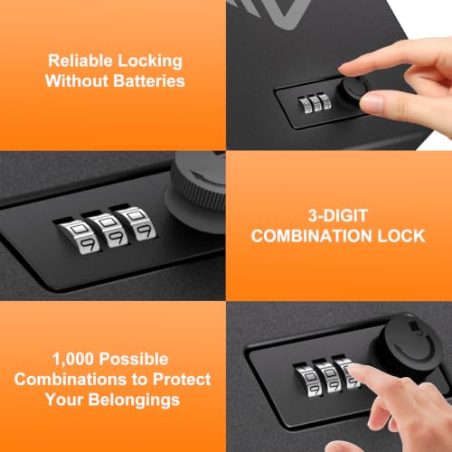PINEWORLD Portable Handgun Safe, Compact Gun Safe with Combination Lock