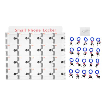 20 Slots Cell Phone Locker Box, Acrylic Cell Phone Storage Cabinet with Individual Key Locks Desktop & Wall Mounted Phone Organizer for Office School Factory - size: 20-Slot Acrylic