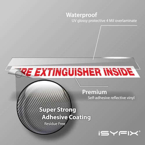 iSYFIX Fire Extinguisher Inside Sign, 9x1.7 Inch, White Reflective, 10 Pack - color: White Reflective, size: 9x1.7 (10 Pack)
