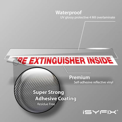 iSYFIX Fire Extinguisher Inside Sign, 9x1.7 Inch, White Reflective, 10 Pack - color: White Reflective, size: 9x1.7 (10 Pack)