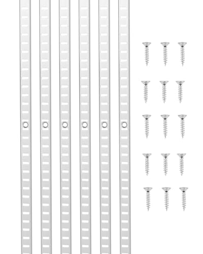 VEVOR Shelf Pilaster, 72.7-inch 20 Pack, Adjustable Shelf Brackets Steel Mortise Mount Pilaster Strip Standards with 140 Screws, Suitable for Wall Shelving System Cabinet Closet Organization - style: 72.7-inch
